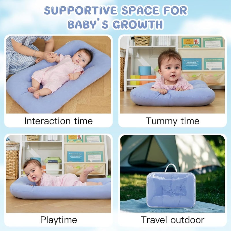 PGONEEE Baby Lounger for Newborn, Bionic Design Baby Lounger, Soft Organic Cotton Breathable Lounger for Infants 0-18 Months (Blue) - Image 2